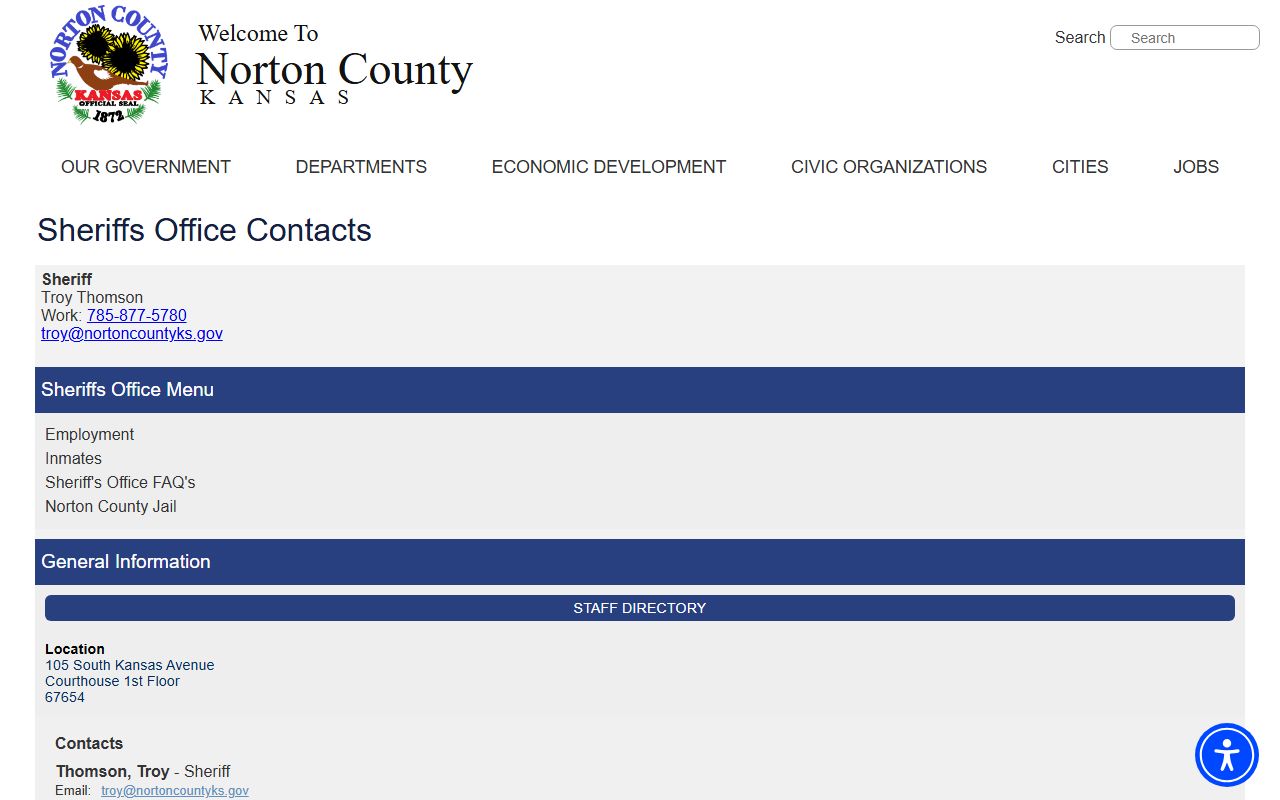 Norton County arrest records sheriff staff directory