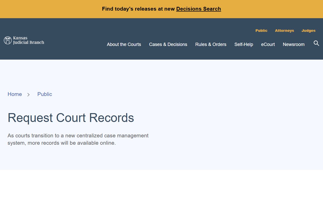 Norton County court dockets Kansas court record request guidance