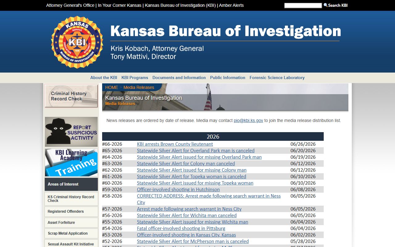 Norton County criminal court records Kansas Bureau of Investigation source
