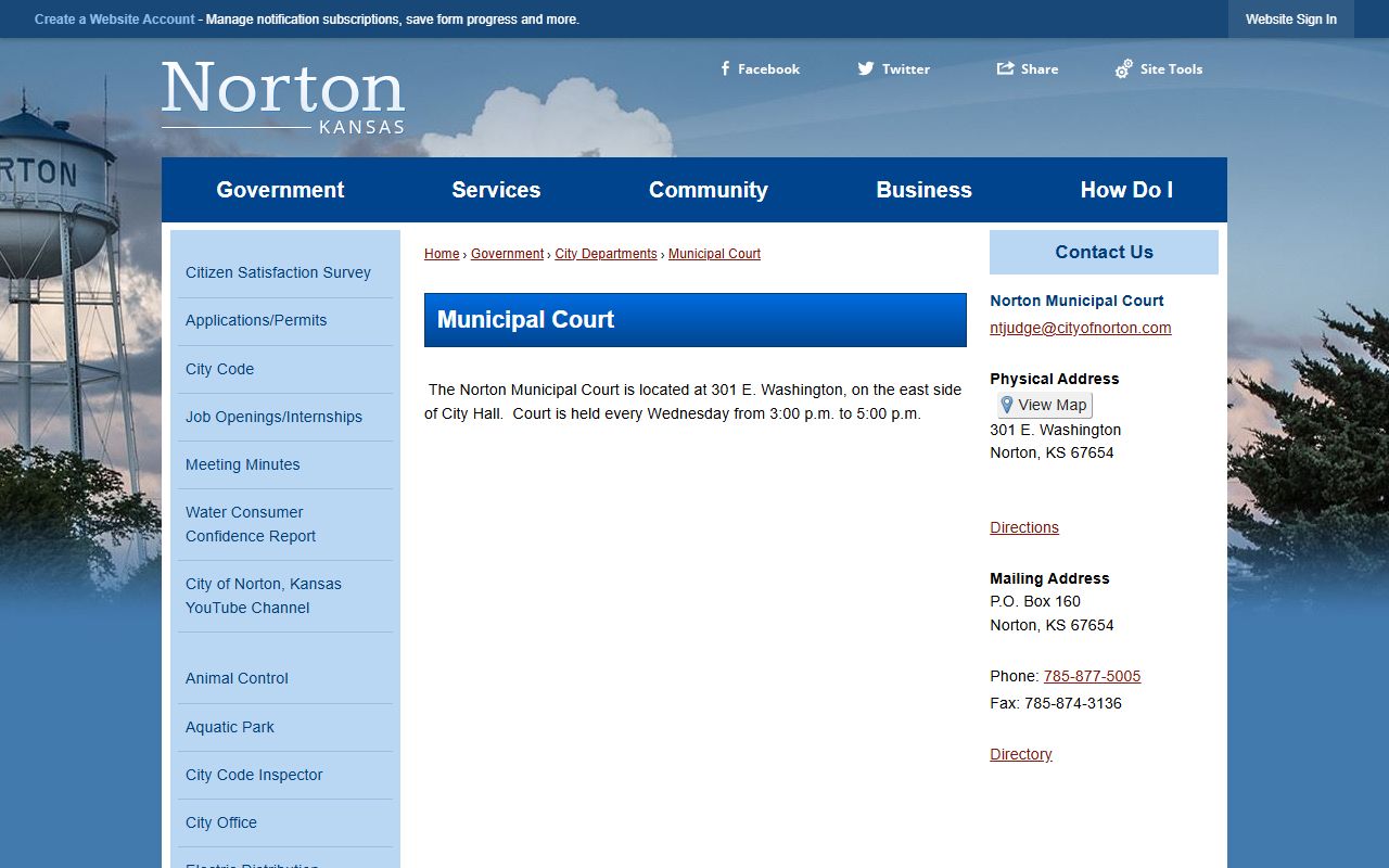 Norton County court records City of Norton Municipal Court page