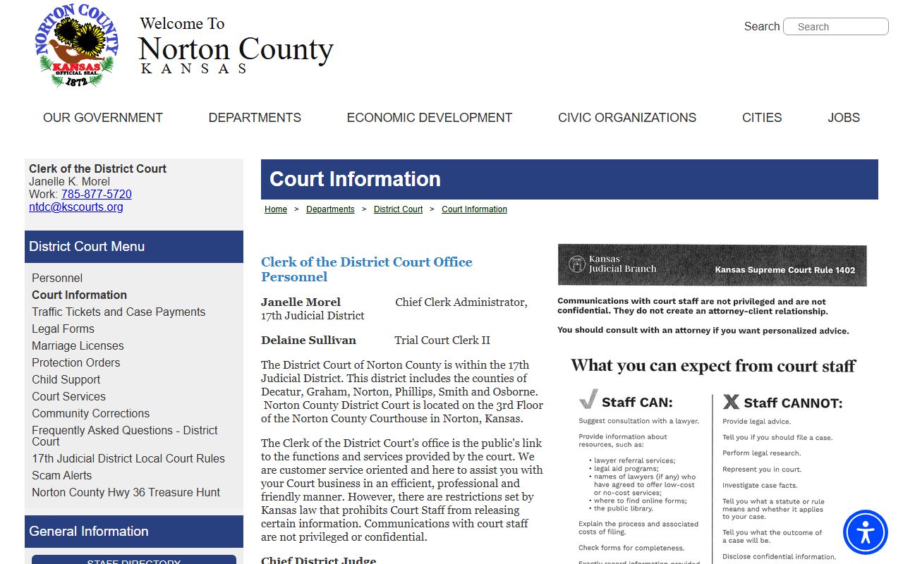 Norton County court records court information page