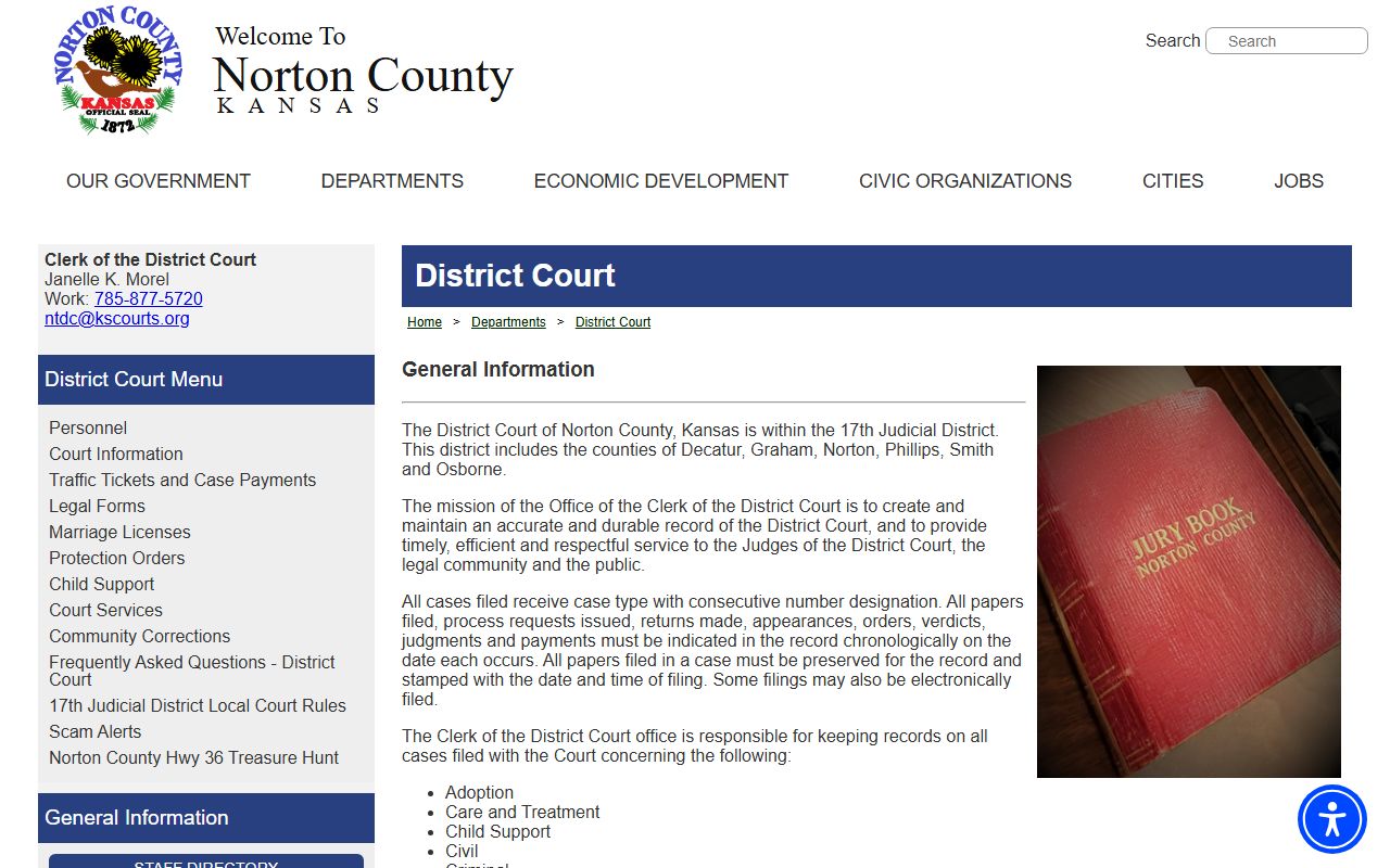 Norton County court records District Court landing page