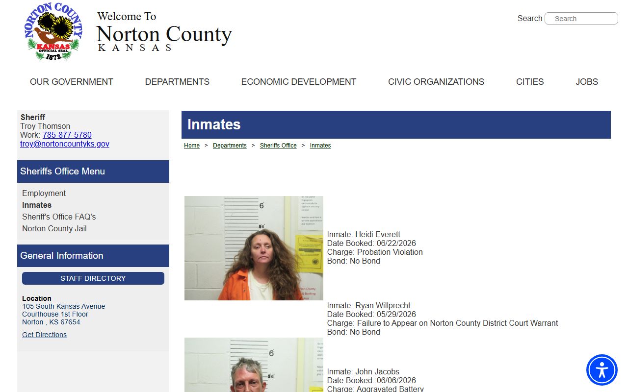 Norton County inmate records roster page