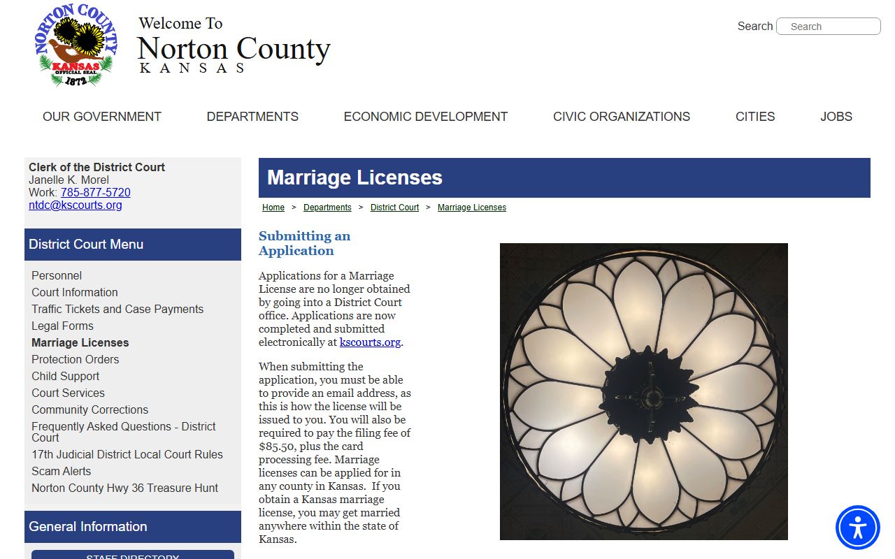 Norton County marriage and divorce records marriage license page