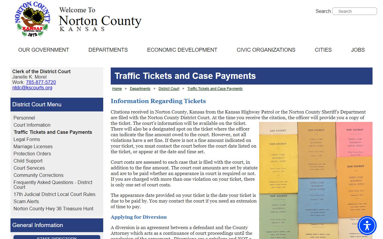 Norton County traffic court records traffic ticket and case payments page