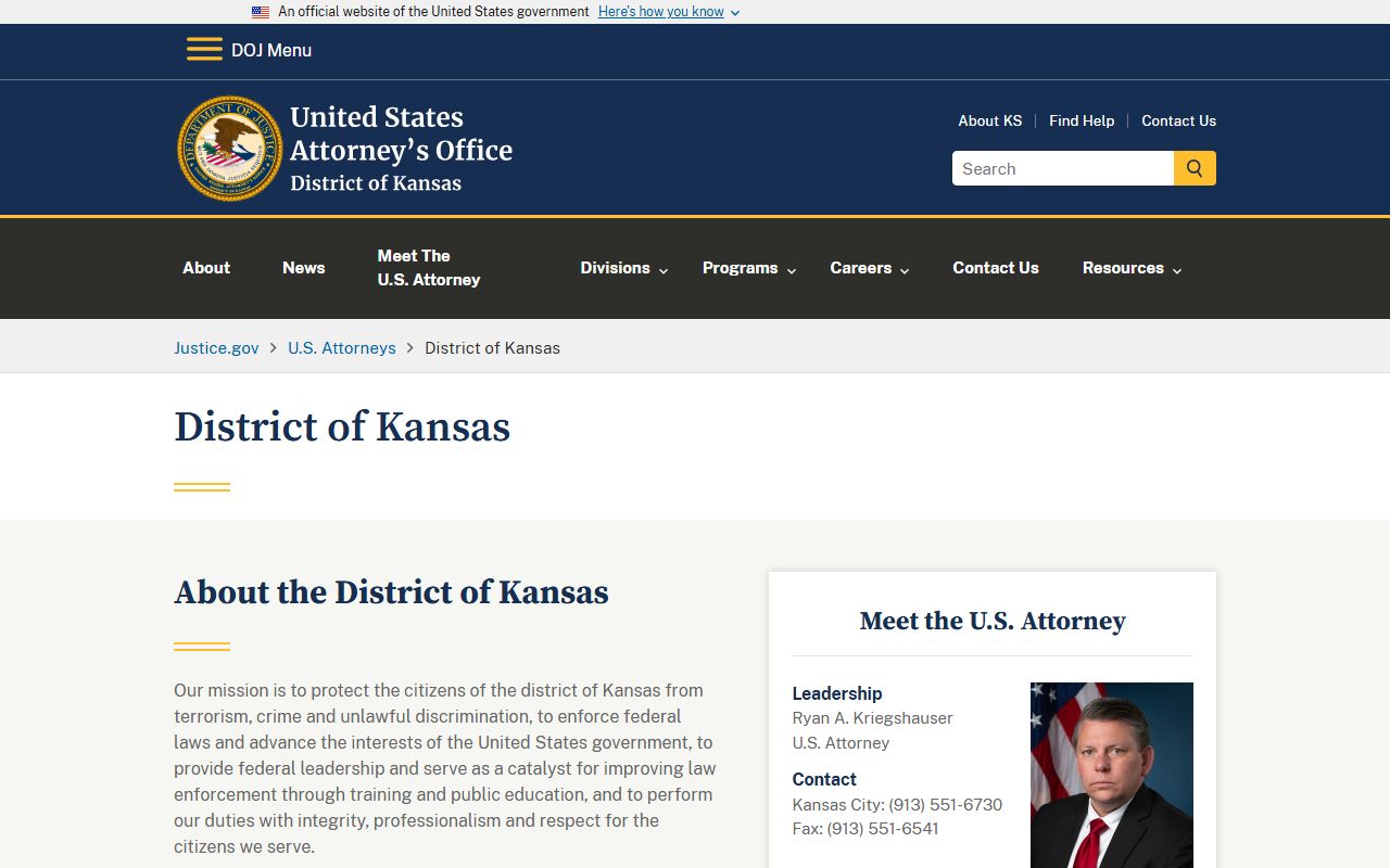 Norton County warrant records U.S. Attorney's Office for Kansas